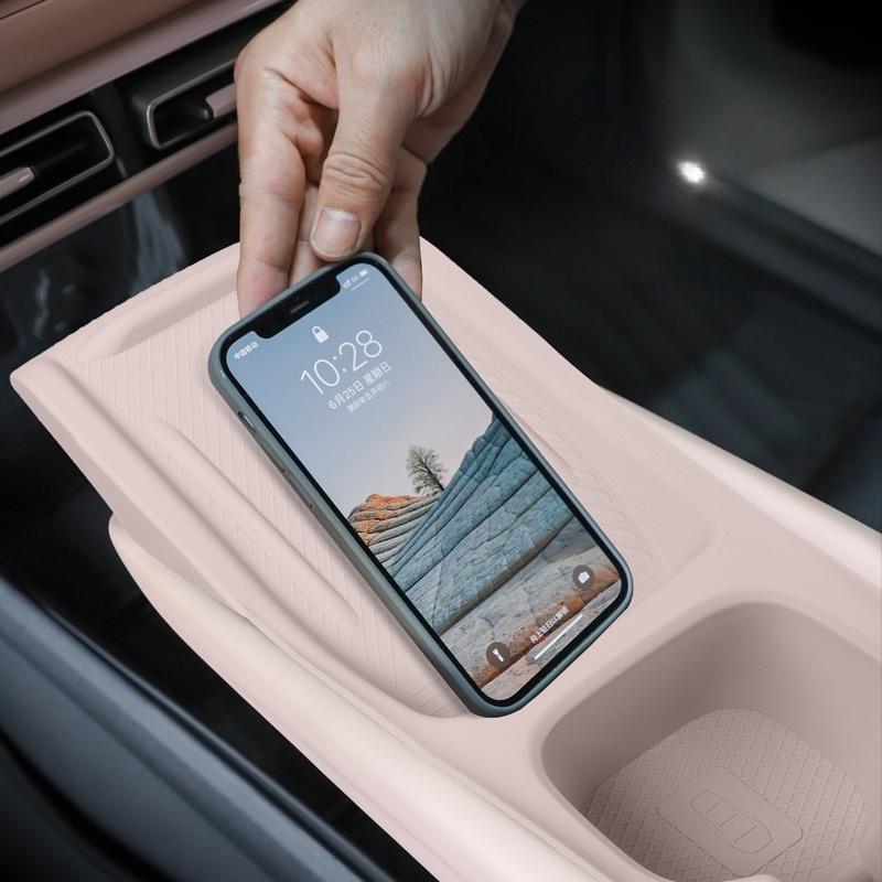 Silicone Cup Holder & Wireless Charging Mat For Byd Seagull Anti-Slip Center Console Protector Set Waterproof Non-Slip Interior