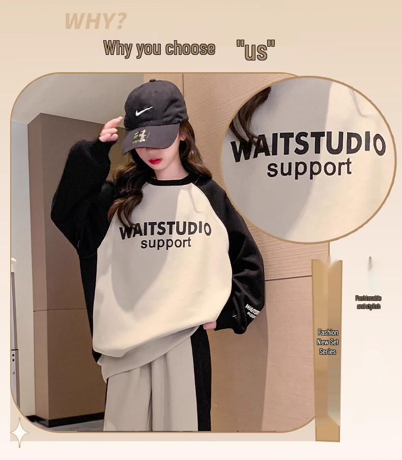 2025 Color Block Stitch Boys & Girls Fashion Sporty Street Style Two-Piece Set