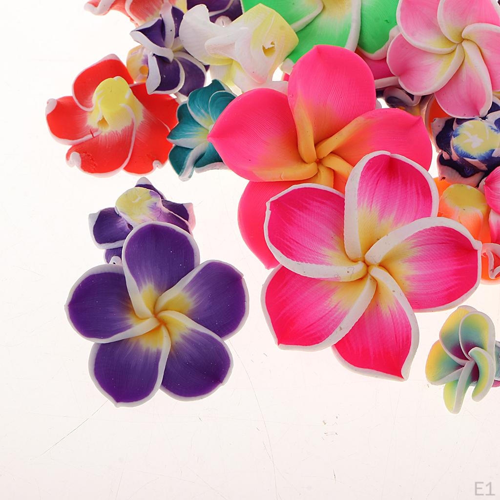 50–30 mm Mix Flower Plumeria Polymer Clay Spacer Lose Perlen Charms Cabochons mit Loch zum Basteln