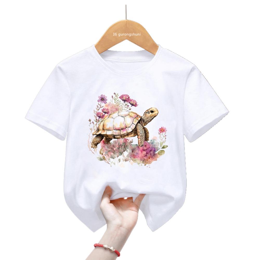 Kawaii Sea Turtle Print Tshirt For Girls/Boys Cool Kids Clothes Harajuku Shirt Lovely Children Clothing Summer Fashion T-Shirt