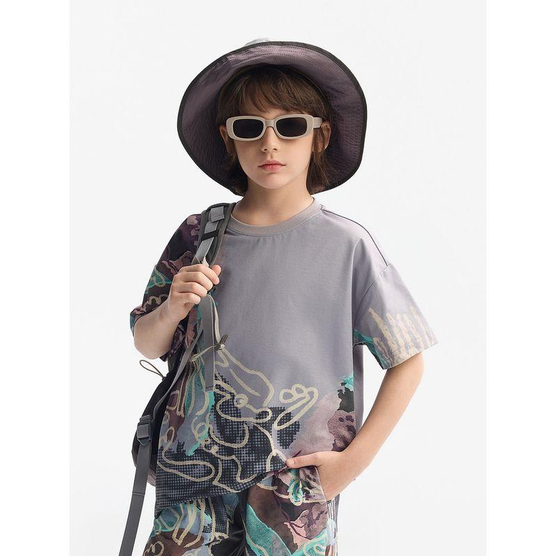 [Moisture-Wicking] Mqd Children's Clothing Boys' Short-Sleeved Summer New Style Children's Gray T-Shirt Baby Base Shirt