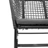 5 Piece Outdoor Dining Set with Cushions Black Poly Rattan Glass Table