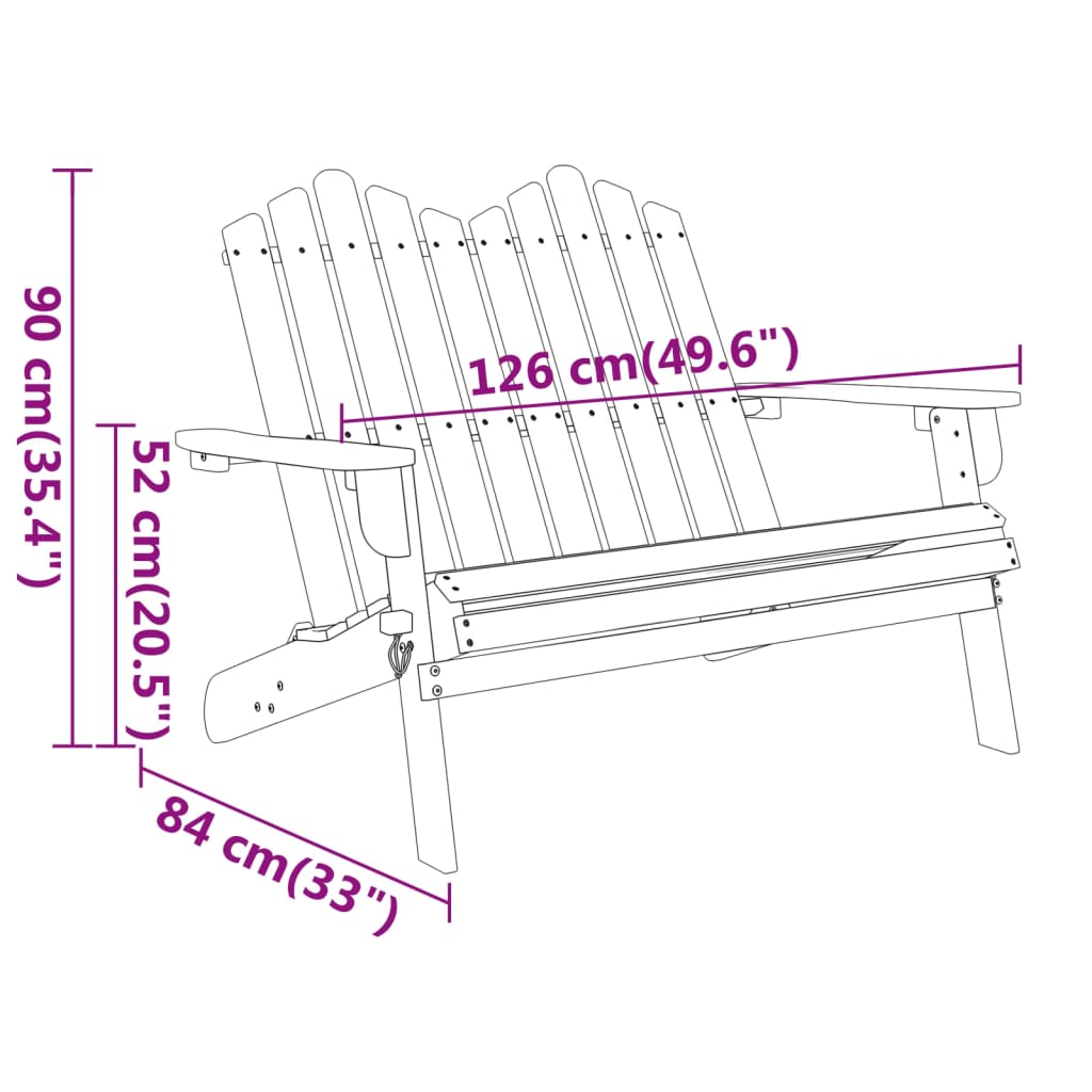 Vidaxl Adirondack Garden Bench, 126 Cm, Solid Acacia Wood