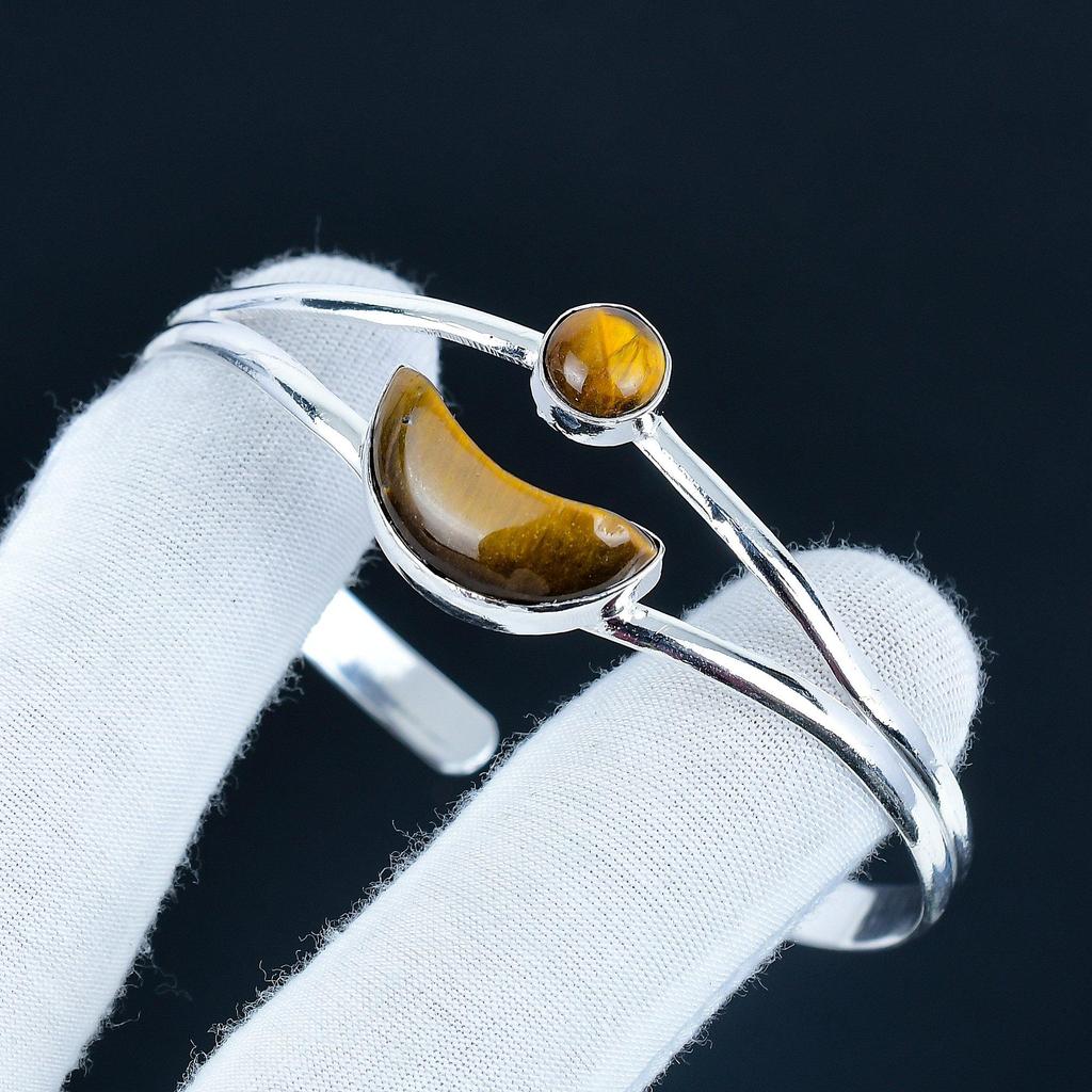 Beautiful Tiger Eye Gemstone Handmade Cuff Bangle 925 Sterling Silver Cuff Bangle, Tiger Eye Bracelet For Wife , Unisex Bangle, Gift For Him