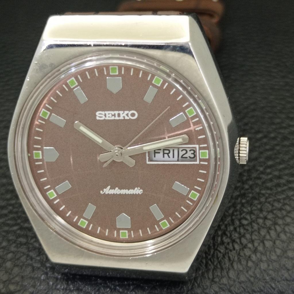 VINTAGE SEIKO AUTOMATIC JAPAN 6319A MENS BROWN COLOR DIAL WATCH a701363-5 R206a-a701363