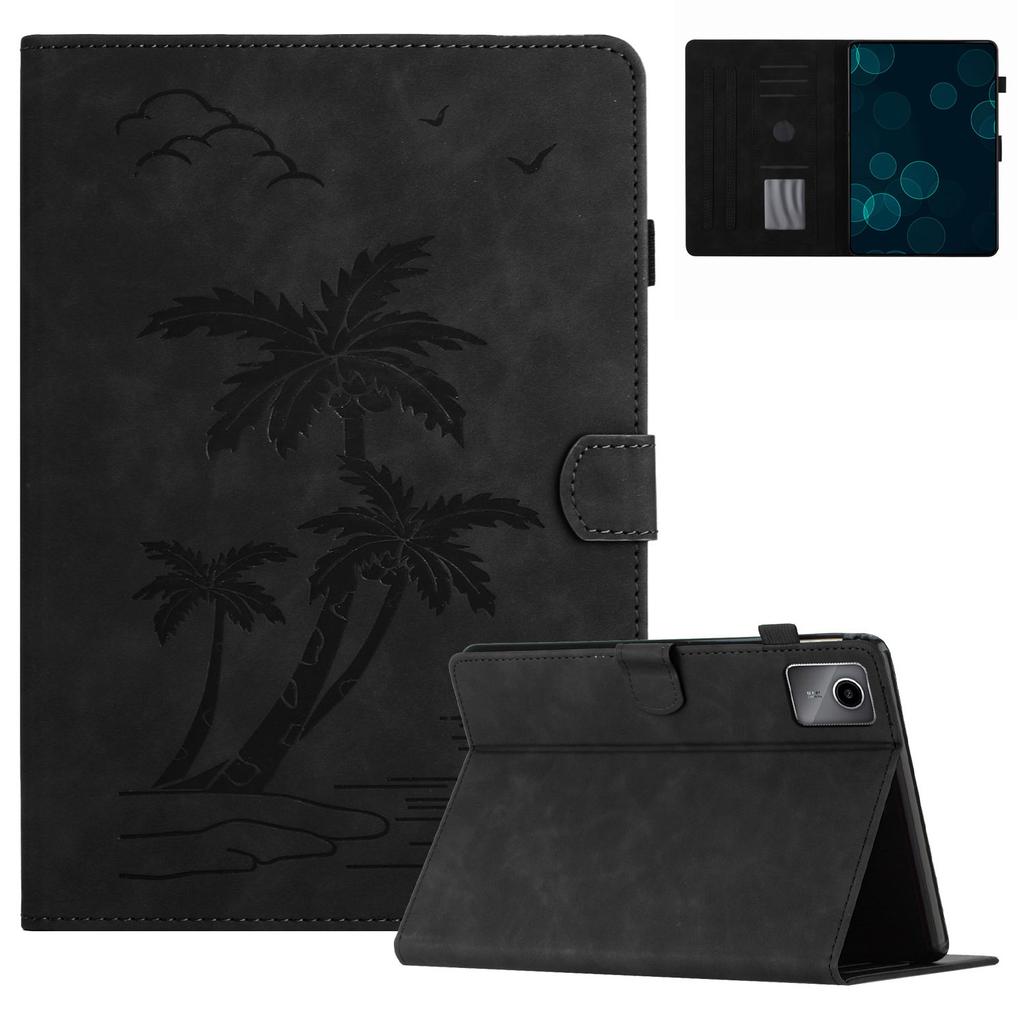 For Lenovo Tab M11/Xiaoxin Pad 11 2024 TB-331FC Tablet Case Coconut Tree Imprinted Card Holder Leather Cover