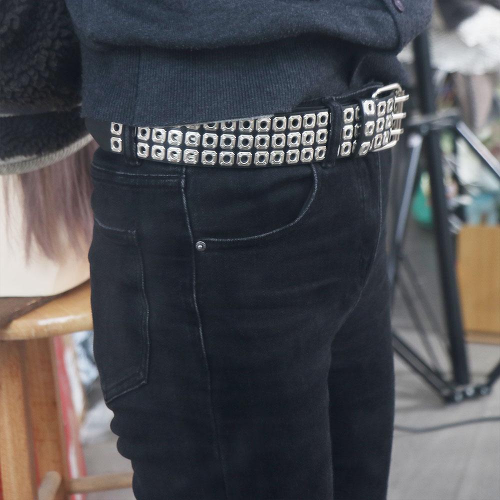 Belt Accessories Punk Style Rivet Belt Zinc Zinc Alloy Pin Buckle Wide Belt for Girdles Female Men
