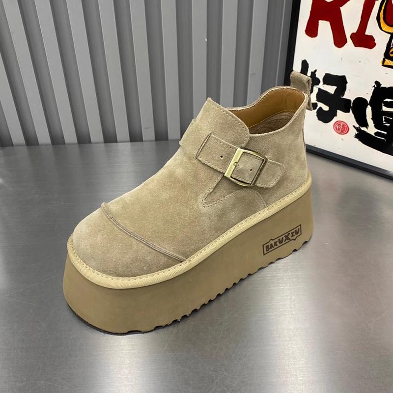 Замшевые женские зимние ботильоны на платформе — фото 8