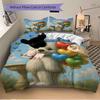 3pcs Anime Teddy Bear Balloons Butterflies Bedding Set - Includes One Quilt Cover and Two Pillowcases (No Core) - Polyester Fabric, Perfect