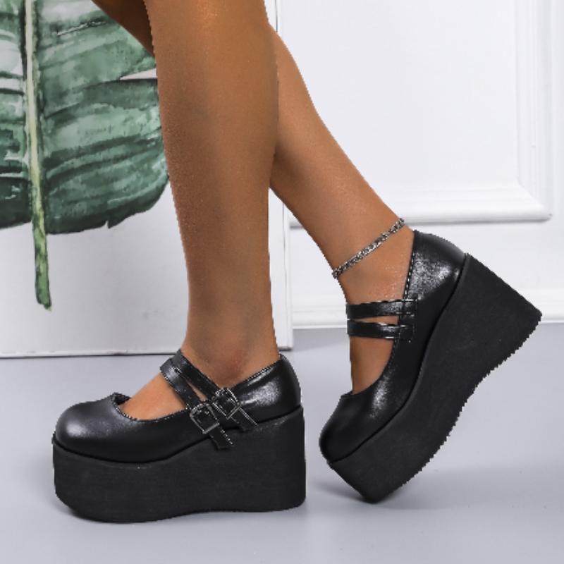 

Модные ретро туфли Мэри Джейн с круглым носком из лакированной кожи большого размера 2025 весна новинка туфли женские на платформе 35 чёрный