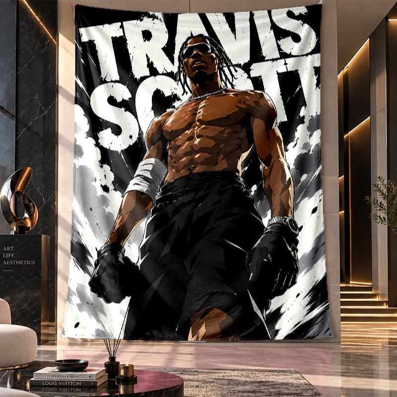 Wall Hanging Tapestry,Travis Scott Printed Fabric Backdrop For Dorm Room Party Decoration