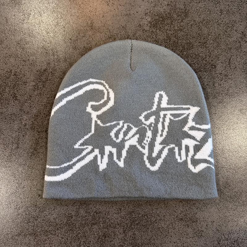 Y2K Letter Print Knitted Hat Autumn And Winter Street  Unisex Warm Personal Versatile  Niche Beanies