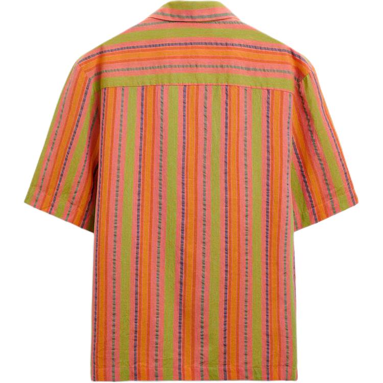 Zara American Style Loose Lightweight Striped Lapel Short Sleeve Shirt Men shirts Multiple-Colors 0881315-330