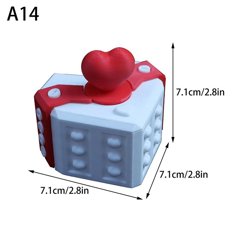 3D-gedruckte Geschenkbox zum Valentinstag. Nervige Herzbox. Ein Geschenk, das die Liebe in ein lustiges und herausforderndes Abenteuer verwandelt.