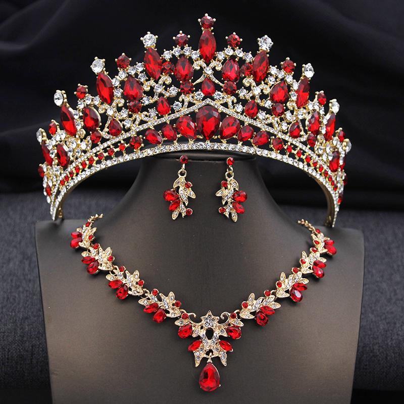 3 Pcs Wedding Crown Bridal Jewelry Sets for Women AB Tiaras and necklace earrings Prom Birthday Bride Tiaras and Crowns Set