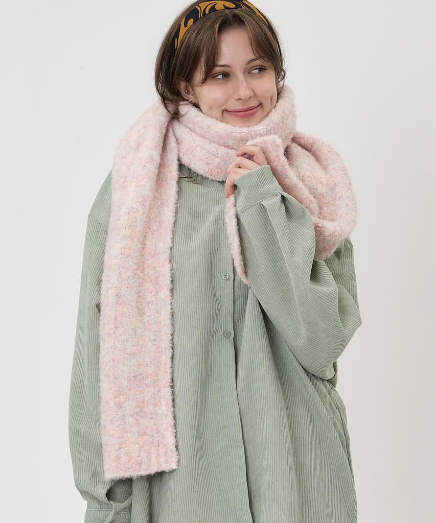 THE-ABON Soft Curly Scarf Ivory