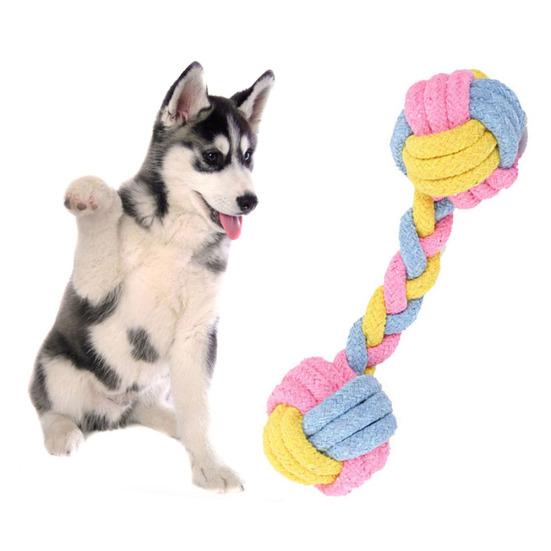 Dog Puppy Cotton Rope Chew Double Knot Braided Bone Pet Molar Training Play Toy