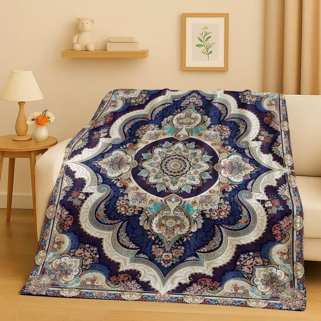 

Luxurious Persian Turkey Bohemian Flannel Blanket,Ultra Soft Warm Plush Throw for Home Bedroom Bed Sofa Cover Office Kids Gift 75x90cm