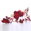 Red Color Crystal Flower Headband Hairband Tiara For Women Bride Rhinestone Bridal Wedding Hair Accessories Jewelry Headband