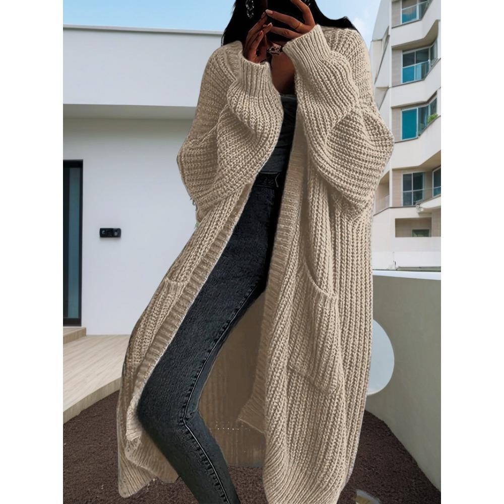 2026 New Autumn and Winter Lazy Wind Long Sweater Jacket Women's Loose Versatile Bottom Long Sleeve Knitted Cardigan