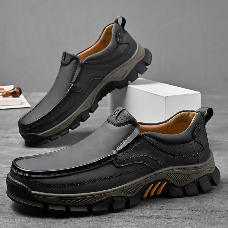 Fashion Mens Handmade Casual Leather Shoes Fashion Business Shoes Classic Leather Man Outdoor Oxford Shoe Elegantes Male Slip on Loafers