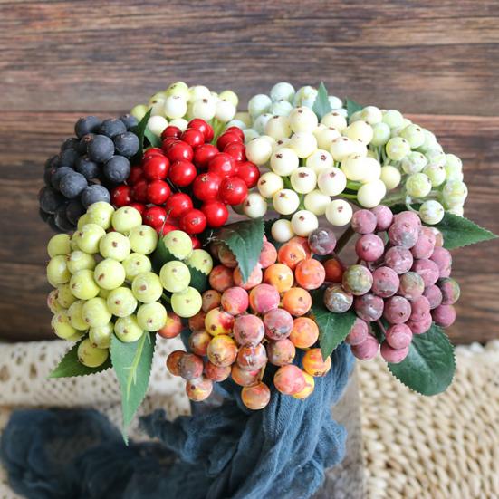 10 Inch Artificial Berry Picks Faux Blue/Red/Orange Berries Stem Farmhouse Rustic Fake Fruit Branch for Wedding Party Home Decor