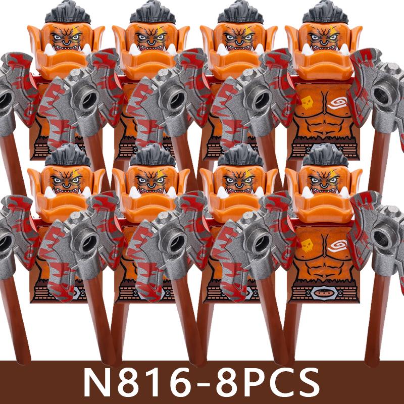 Medieval Castle Soldier Figures Building Blocks Knight Orc Warrior Dragon Wolf Animals Battle Flags Accessories Bricks Toys Boys