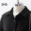 Women Shirt Lapel Lantern Long Sleeve Single Breasted Shirt Tops Solid Color Loose Fit Work Casual Daily Tops