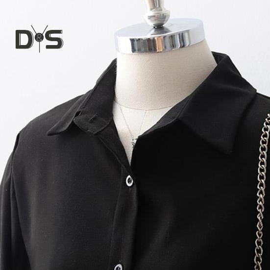 Women Shirt Lapel Lantern Long Sleeve Single Breasted Shirt Tops Solid Color Loose Fit Work Casual Daily Tops