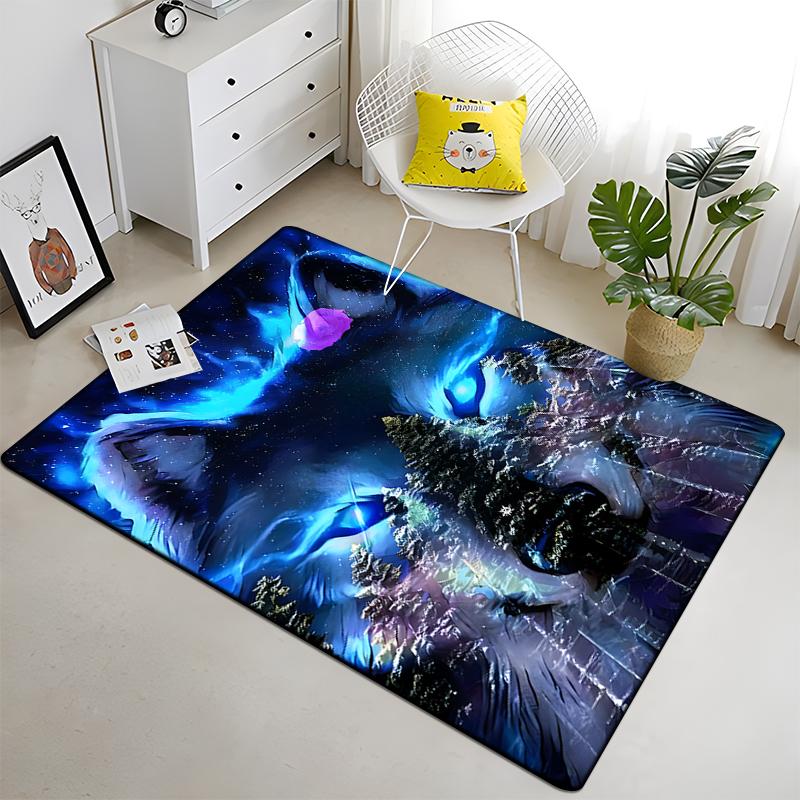 3D Wolf Carpet Forest Moon Night Floor Mats for Living Room Bedroom Entrance Door Mat Rug Non-slip Chair Mats Bathroom Carpet