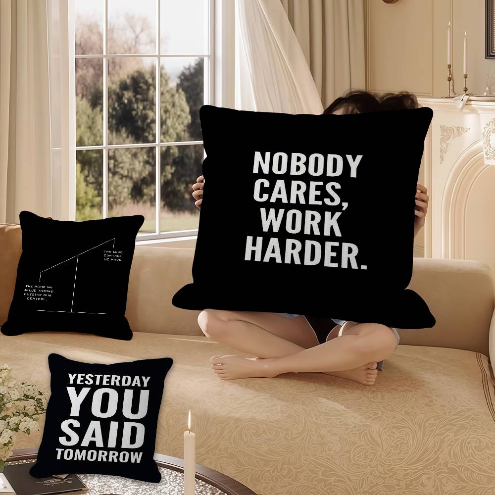 Motivational Quotes Black Minimalist Pillow Cover Sofa Cushion Cover Home Room Decoration Children Gift