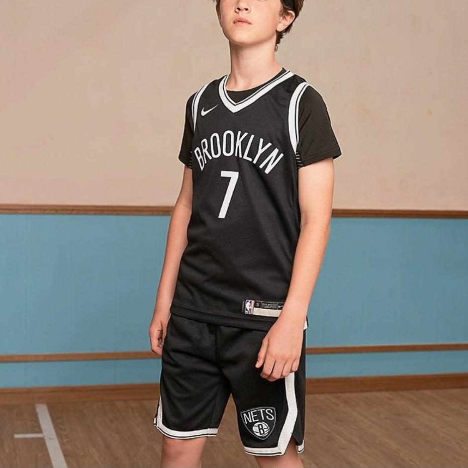 Nike Casual Sports Suit Brooklyn Nets Durant 7 Printed V-Neck Competition Training Outdoor Trendy Vest Kids tops Black 3Z2B7BZ2P-NYNKD
