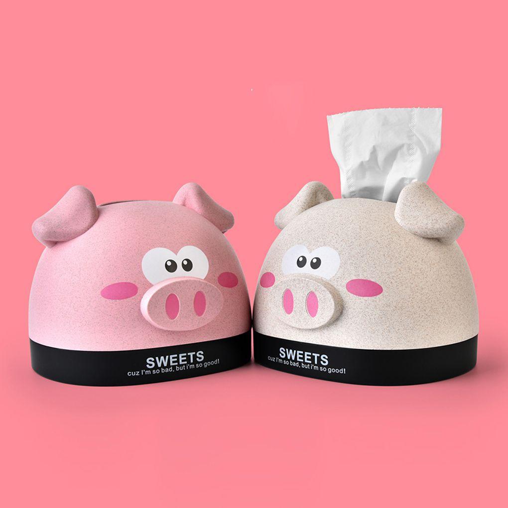 Cartoon Pig Paper Towel Box Tissue Box Paper Holder Cover Desktop Animal Shaped Roll Paper Holder Cover Storage Organizer Box