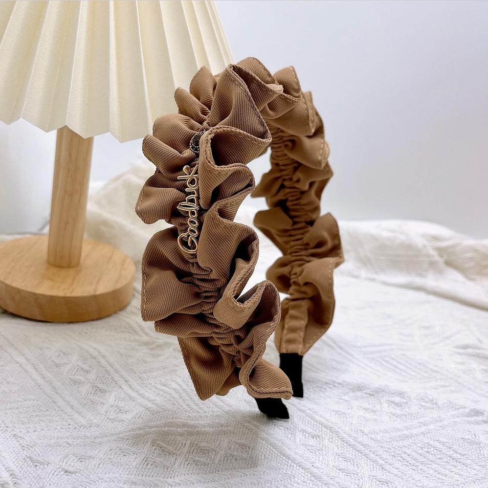 Korean Fashion Women Fabric Headband Solid Color Pleated Hairband Turban Letter Rhinestone Headwear Hair Accessories