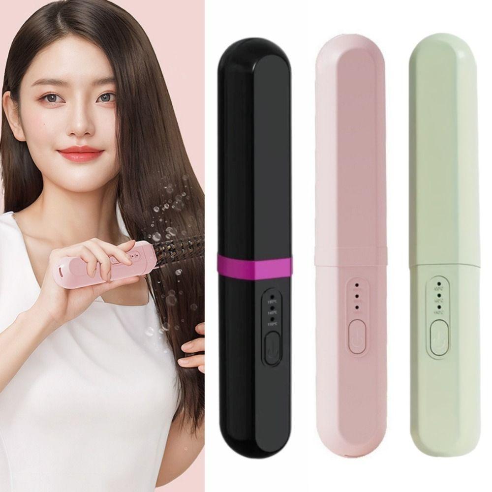 USB Rechargeable Heated Hair Straightening Brush Hair Styling Iron for 3.7V2000mAh for Travel, Home