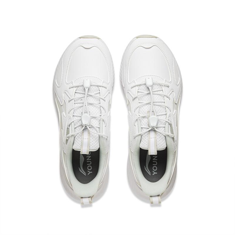 Li Ning Kids Sports Lifestyle Series Synthetic Leather Fashion Simple Non-Slip Wear-Resistant Rebound Low-Top Casual Shoes Men Casual Shoes YKCV006-11