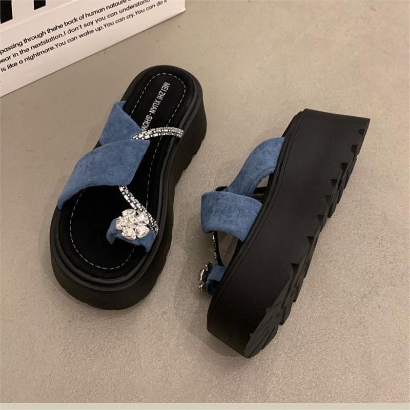 

Темпераментные модные крутые шлепанцы на толстой подошве, новые весенне-летние повседневные универсальные шлепанцы, сказочный тренд 35 синий