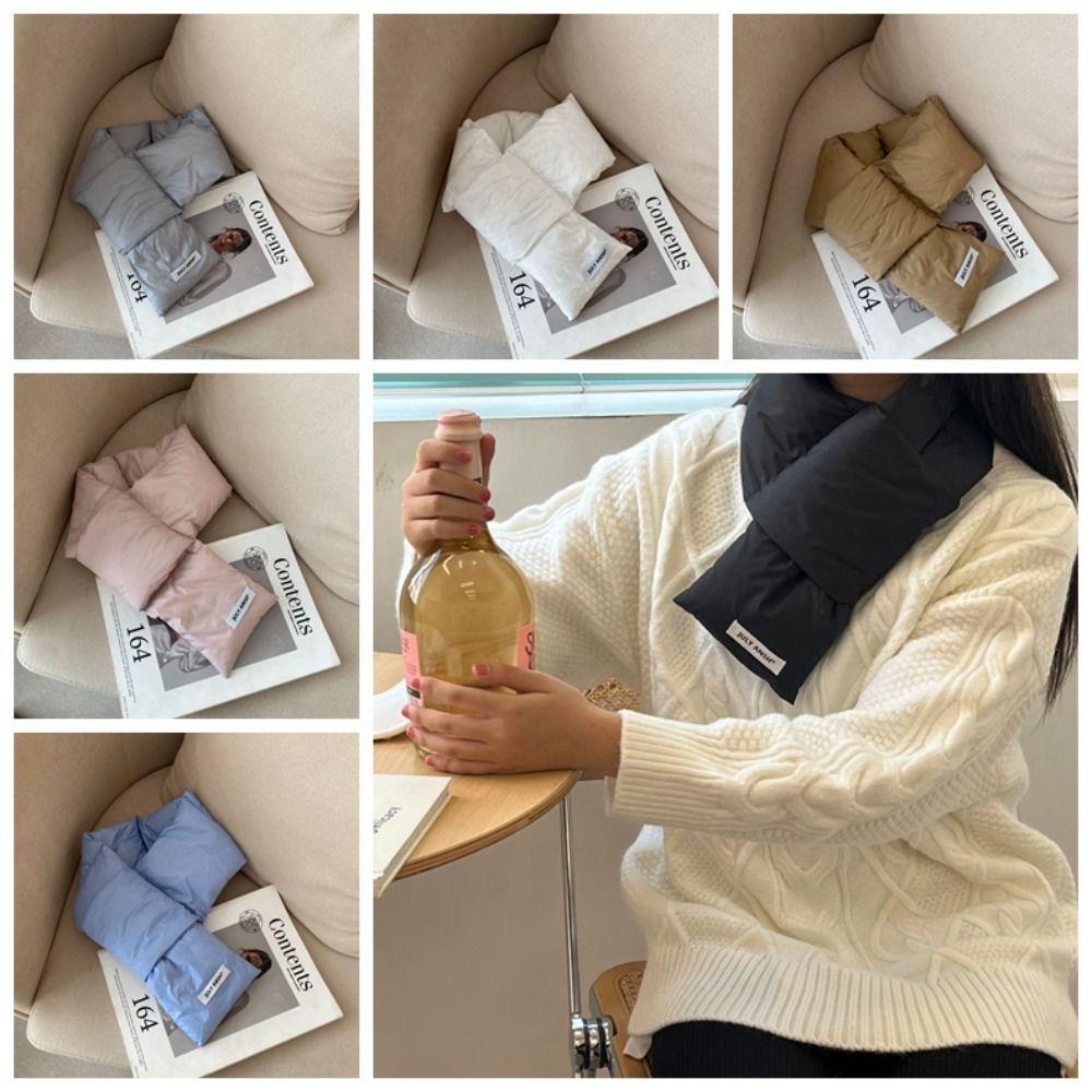 Warm Wrap Korean Style Scarf Solid Color Autumn Winter Shawl Scarf Casual Down Neck Scarf  Warm