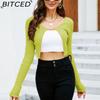 Spring/Summer New Arrival Solid-Colour Slim-Fit Cropped Knitted Cardigan Seductive Crop-Top Style Lightweight Sun Protection Outerwear
