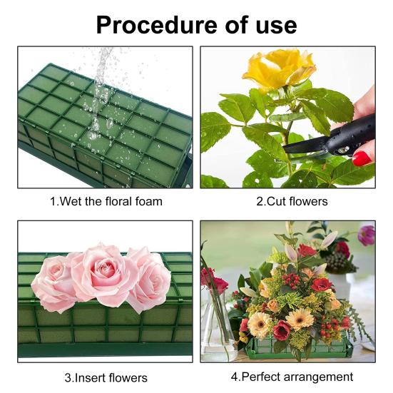 Floral Foam Cage Flower Cage Holder with Foam for Alive/Artificial Flowers Arrangement Wet Floral Foam Blocks for Wedding Birthdays Home Decor