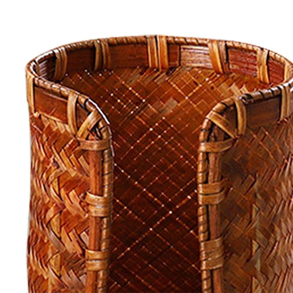 Bamboo Woven Tea Cup Storage Basket Handmade Paper Cup Dispenser Cup Holder Rack  Countertop