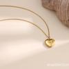 18K Gold Plated Titanium Steel Heart Pendant with Cubic Zirconia Clavicle Necklace