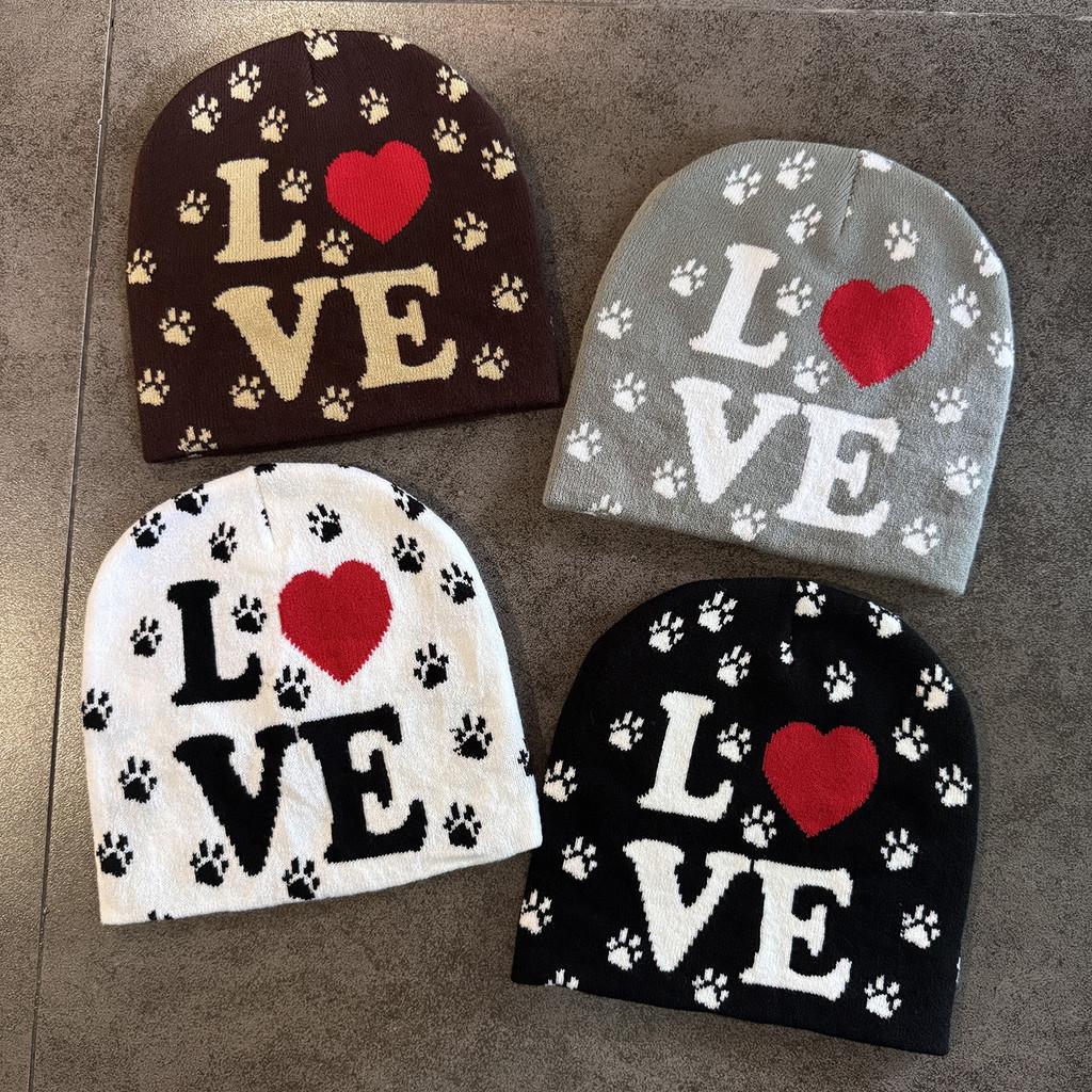 Love Letter Pattern Beanie Knitted Hat For Warm Winter Cap Breathable Fashion