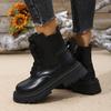 Winter  Ankle Boots Women Fashion Zip Lace Up Platform Combat Boots Woman Comfy Low Heels Pu Leather Botas Mujer Size 36-42