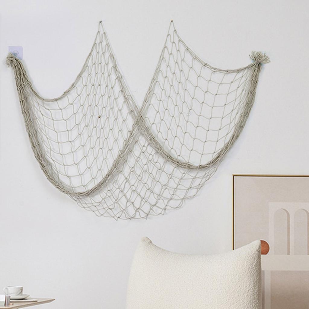 Coastal Charm Cotton Fishing Net Decoration Sea Inspired Wall Art for Living Room and Bedroom 59x79in