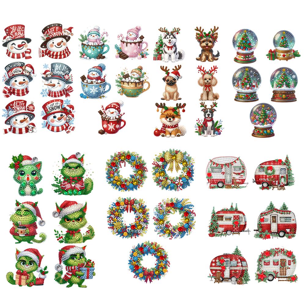 5/6Pcs Acrylic Special Shaped Christmas 5D DIY Diamond Art Hanging Decorations Diamond Painting Hanging Decorations Home Decor