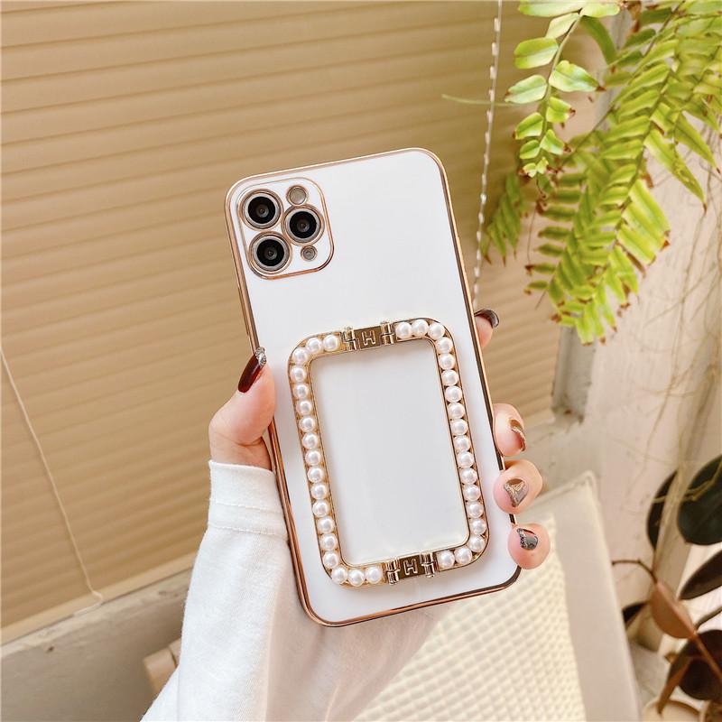3D Pearl Plating Metal Square Buckle Case For Samsung S23 S22 Ultra S21 A14 A24 A34 A54 A13 A23 A33 A53 A12 A32 A52/Redmi 12 10 9A 9C 9T Note 11 12