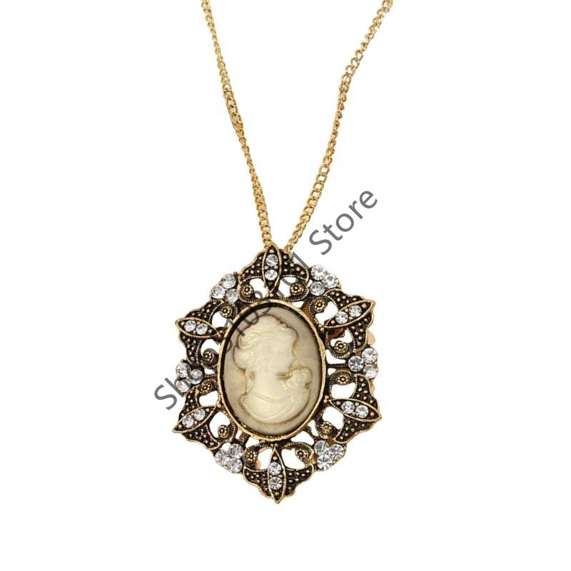 

Gothic Retro Black Victorian Cameo Elegant Queen Head Portrait Choker Crystal Pendent Necklace for Women and Girls Jewelry