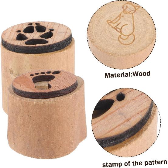 NUOBESTY Round Wooden Paw Print Stamp Set - Decorative Woodland Animal Stamps - Mini Handmade