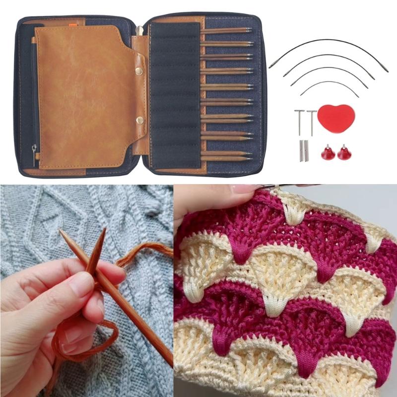 Colorful Wood Circular Knitting Needle Detachable Interchangeable Set For Crafting Projects